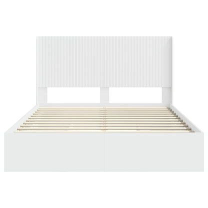 Bed Frame with Storage and Headboard White 160 x 200 cm