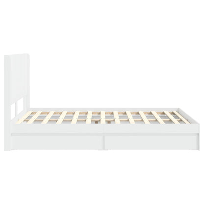 Bed Frame with Storage and Headboard White 160 x 200 cm