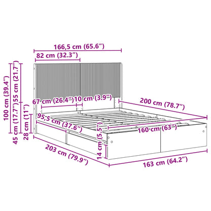 Bed Frame with Storage and Headboard White 160 x 200 cm