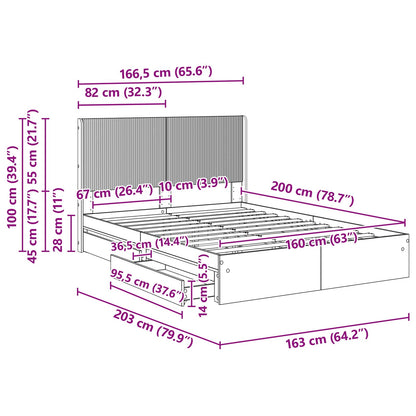 Bed Frame with Storage and Headboard Grey Sonoma 160 x 200 cm