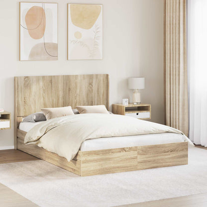 Bed Frame with Storage and Headboard Sonoma Oak 150 x 200 cm