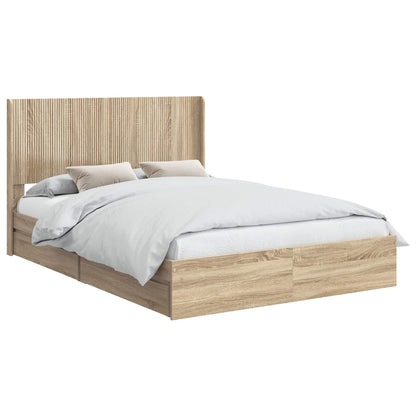 Bed Frame with Storage and Headboard Sonoma Oak 150 x 200 cm