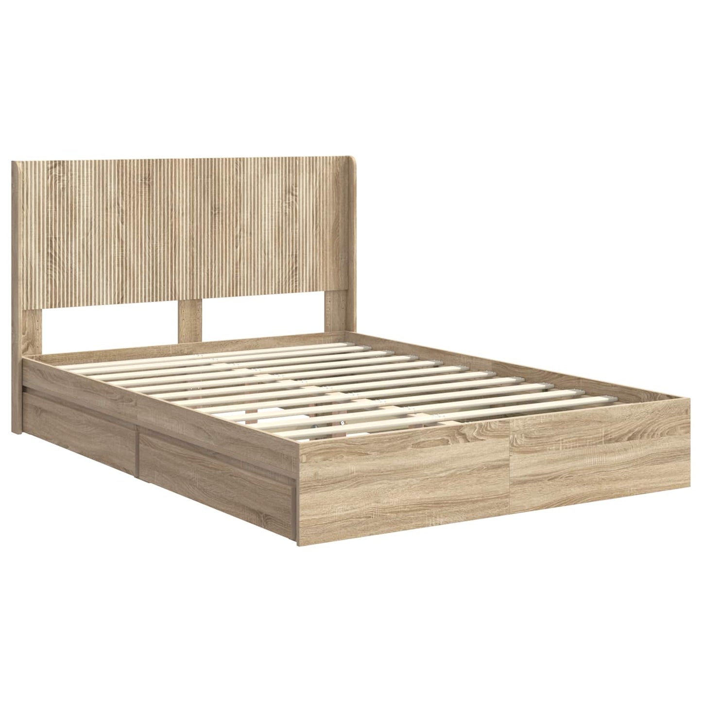 Bed Frame with Storage and Headboard Sonoma Oak 150 x 200 cm