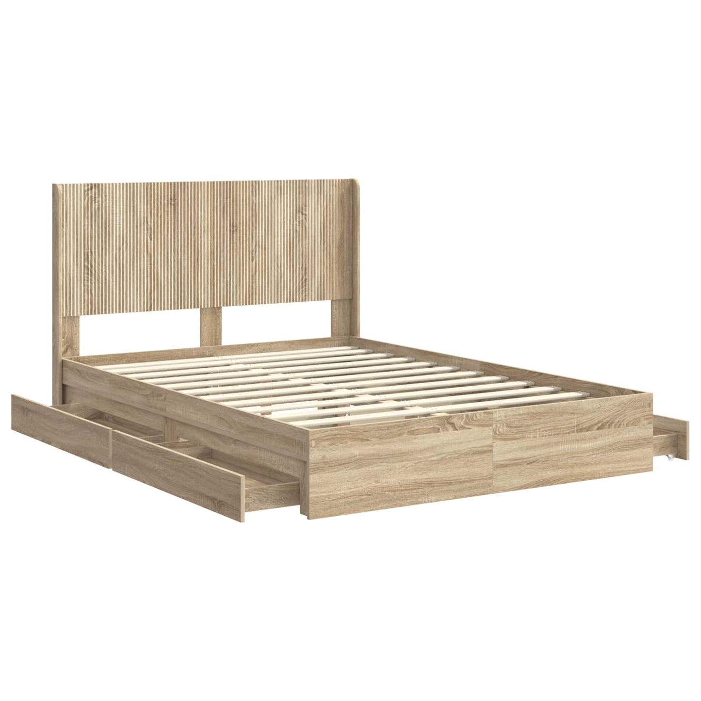 Bed Frame with Storage and Headboard Sonoma Oak 150 x 200 cm