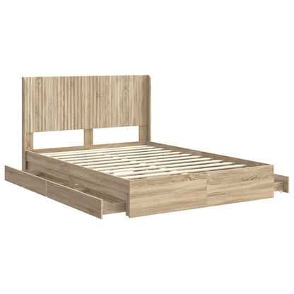 Bed Frame with Storage and Headboard Sonoma Oak 150 x 200 cm