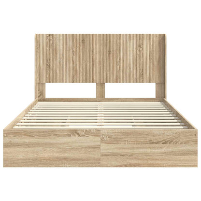 Bed Frame with Storage and Headboard Sonoma Oak 150 x 200 cm
