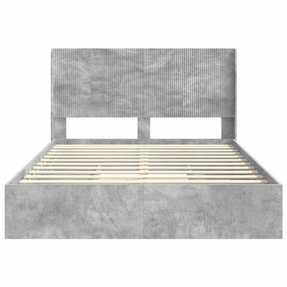 Bed Frame with Storage and Headboard Concrete Grey 150 x 200 cm