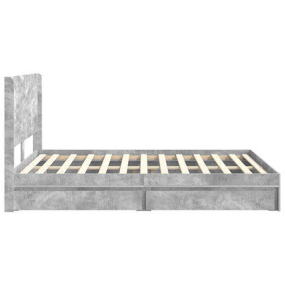 Bed Frame with Storage and Headboard Concrete Grey 150 x 200 cm