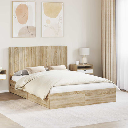 Bed Frame with Storage and Headboard 3 pcs Engineered Wood
