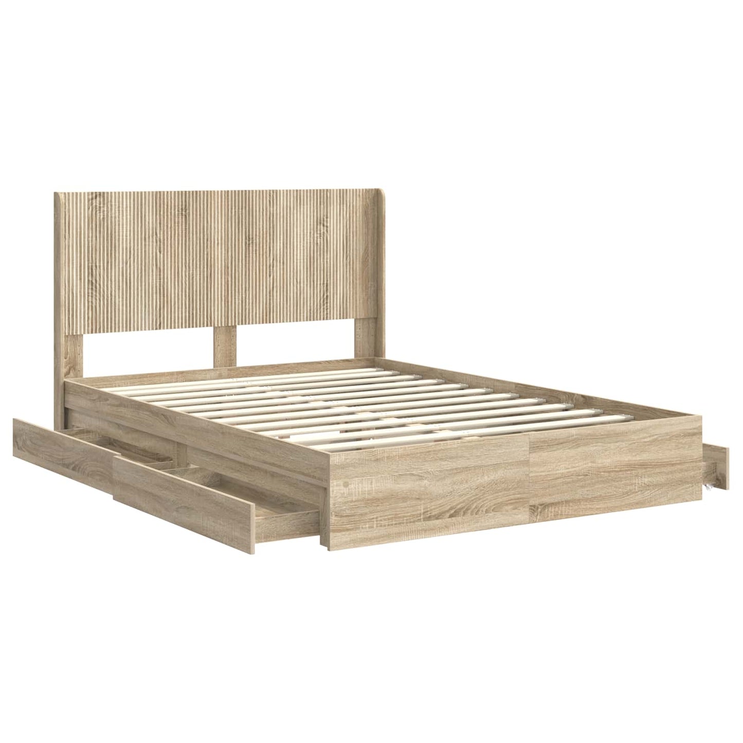 Bed Frame with Storage and Headboard 3 pcs Engineered Wood