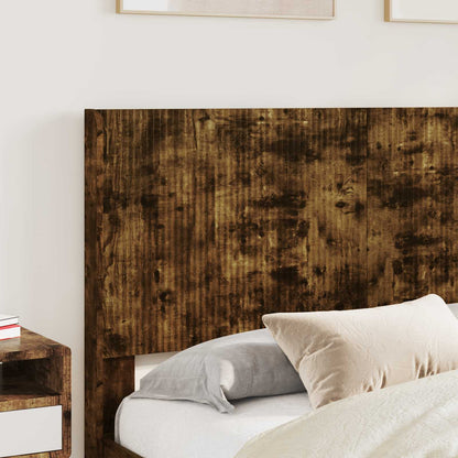Bed Frame with Storage and Headboard Smoked Oak 135 x 190 cm