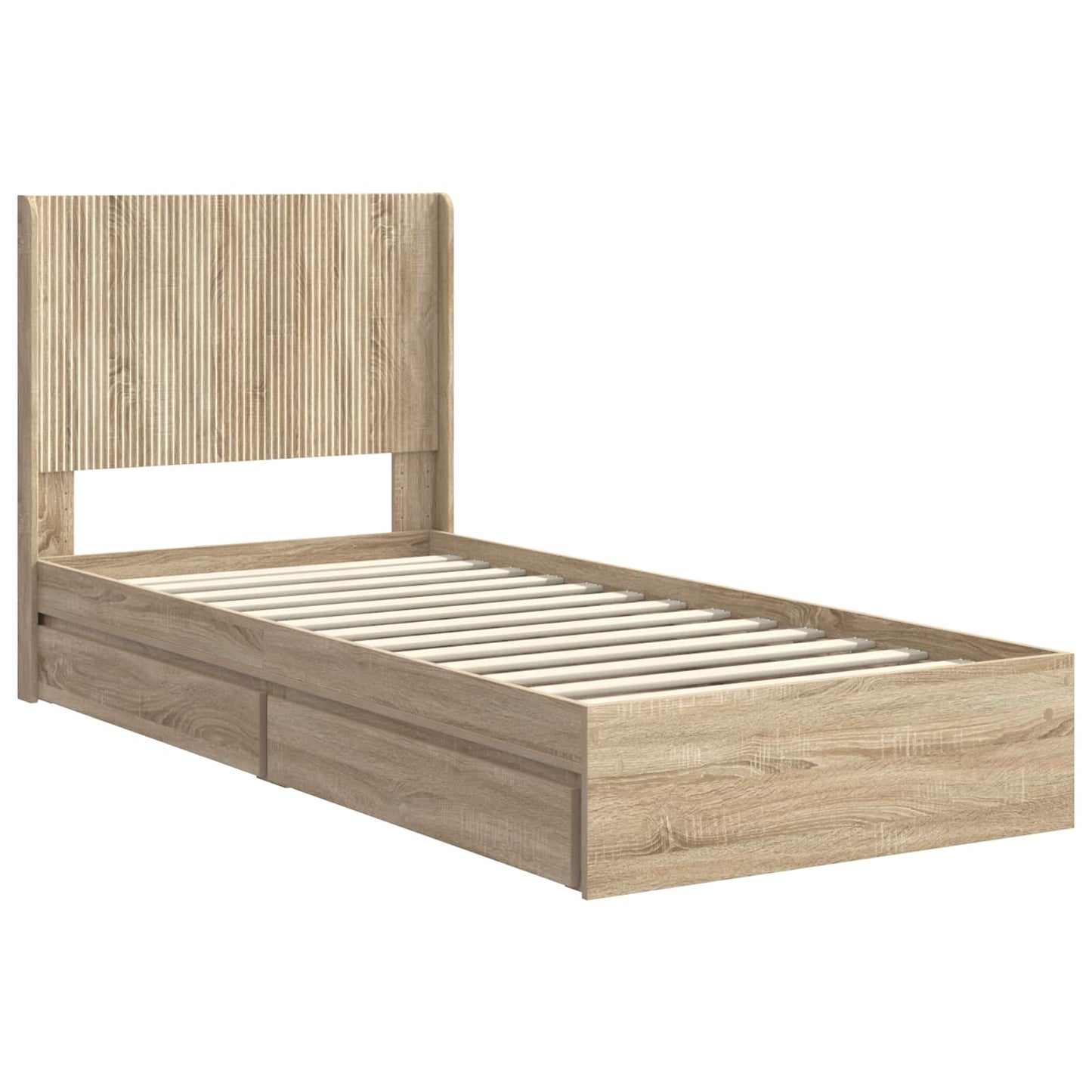 Bed Frame with Storage and Headboard Sonoma Oak 100 x 200 cm