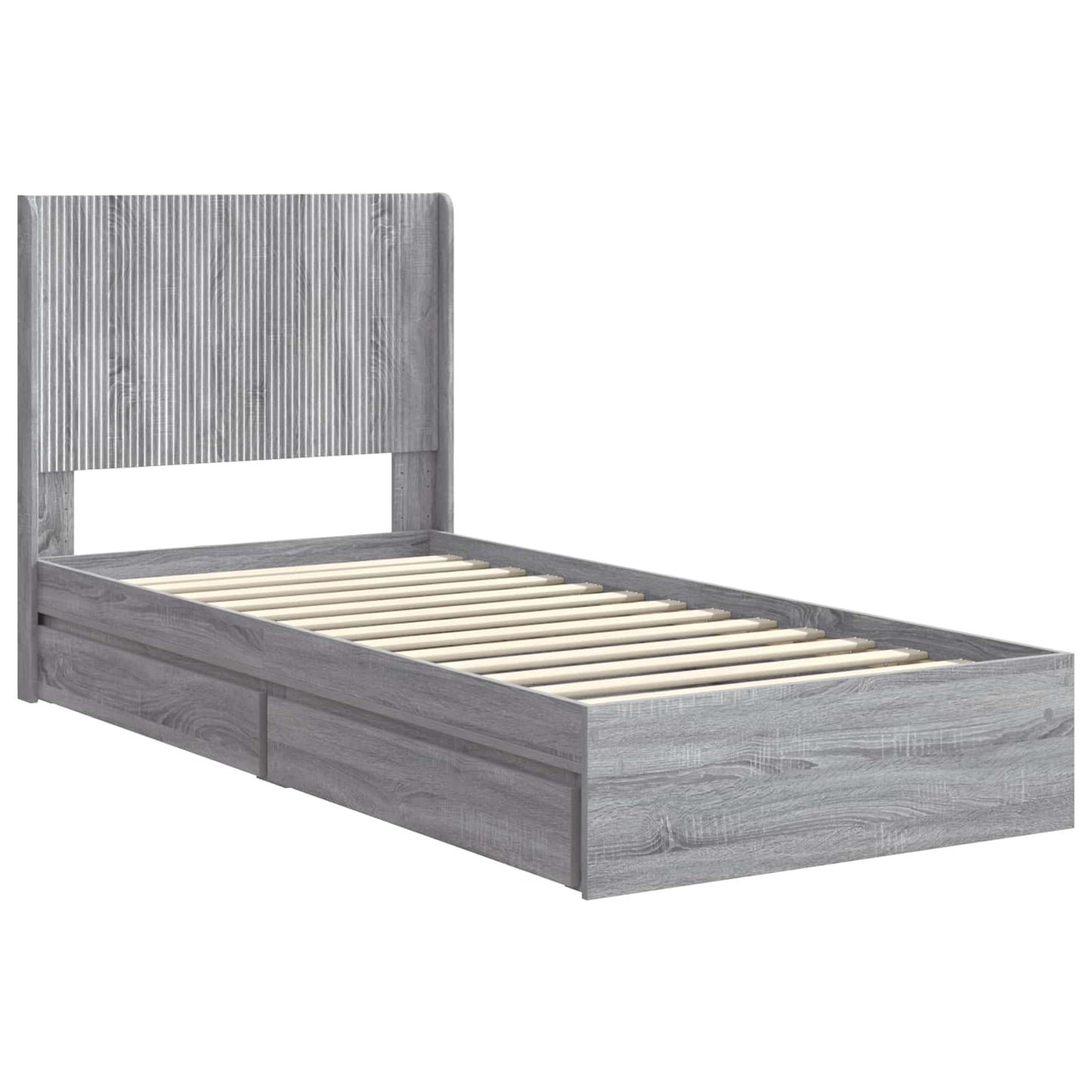 Bed Frame with Storage and Headboard Grey Sonoma 100 x 200 cm