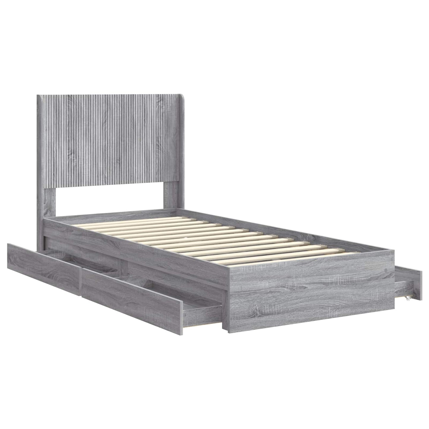 Bed Frame with Storage and Headboard Grey Sonoma 100 x 200 cm