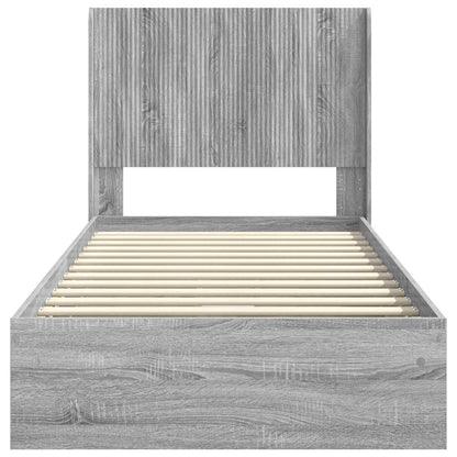 Bed Frame with Storage and Headboard Grey Sonoma 100 x 200 cm