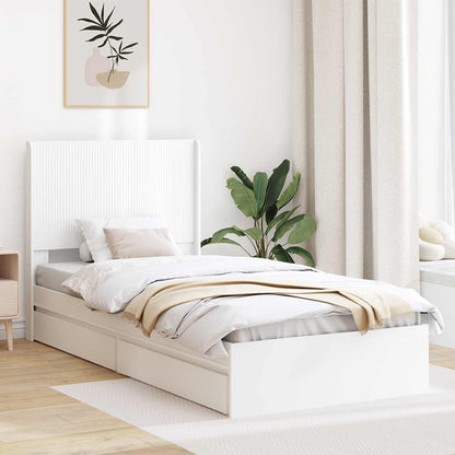 Bed Frame with Storage and Headboard White 90 x 200 cm
