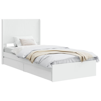 Bed Frame with Storage and Headboard White 90 x 200 cm