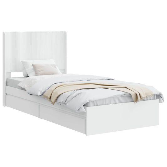 Bed Frame with Storage and Headboard White 90 x 200 cm
