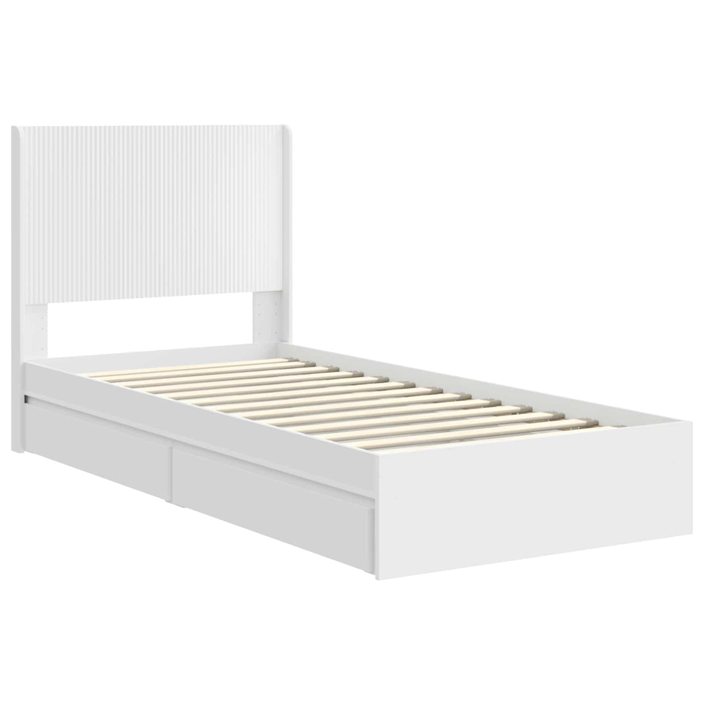 Bed Frame with Storage and Headboard White 90 x 200 cm