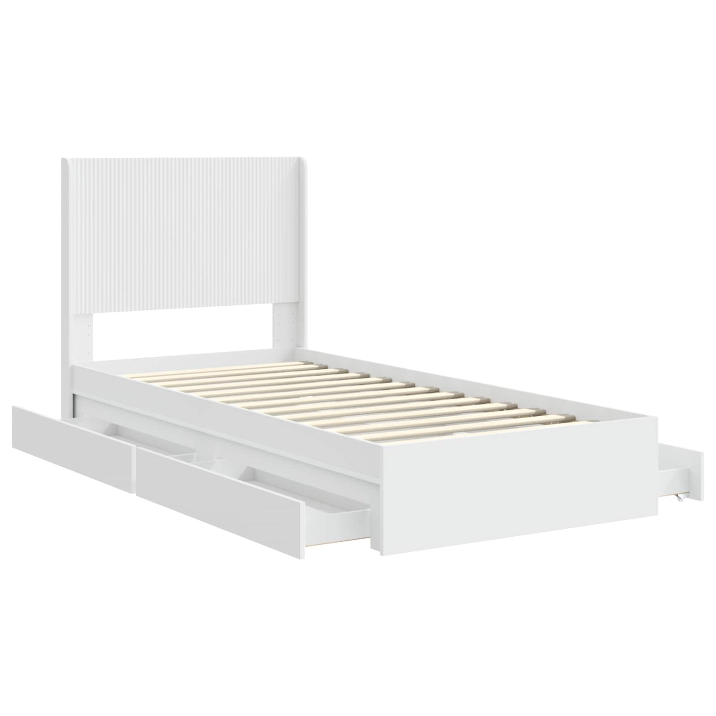 Bed Frame with Storage and Headboard White 90 x 200 cm