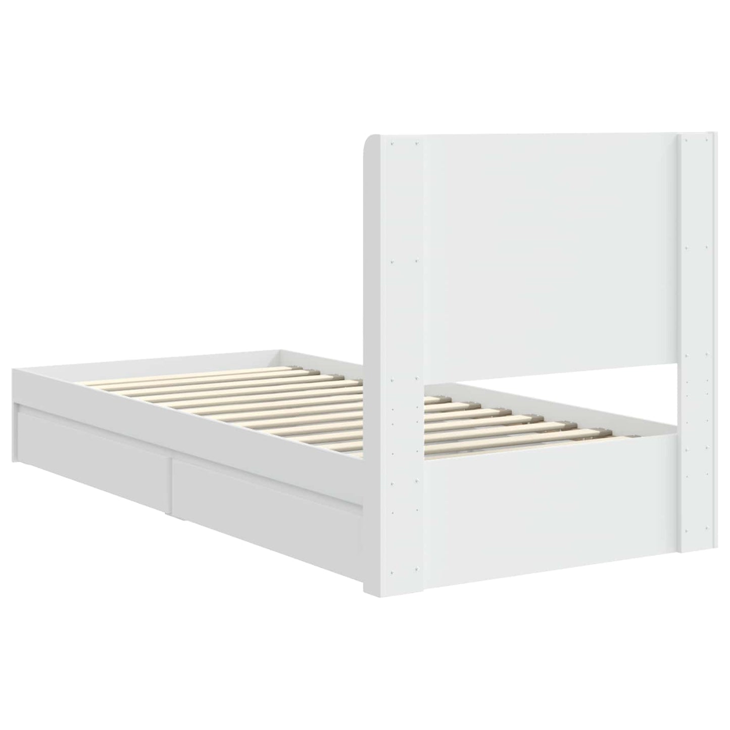 Bed Frame with Storage and Headboard White 90 x 200 cm