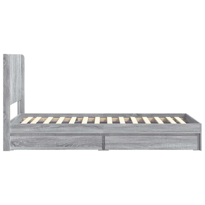 Bed Frame with Storage and Headboard Grey Sonoma 90 x 200 cm