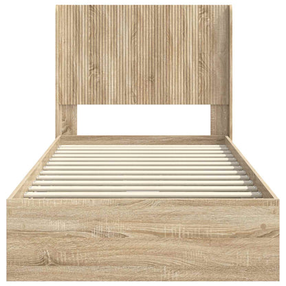 Bed Frame with Storage and Headboard Sonoma Oak 90 x 200 cm