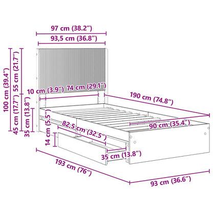 Bed Frame with Storage and Headboard 3 pcs Engineered Wood
