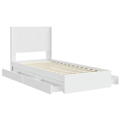 Bed Frame with Storage and Headboard White 75 x 190 cm