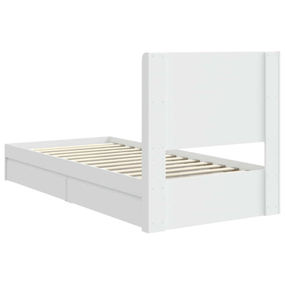 Bed Frame with Storage and Headboard White 75 x 190 cm