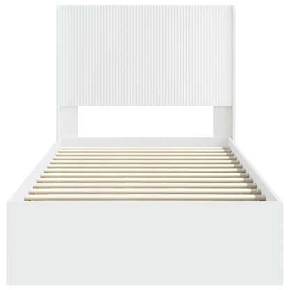 Bed Frame with Storage and Headboard White 75 x 190 cm