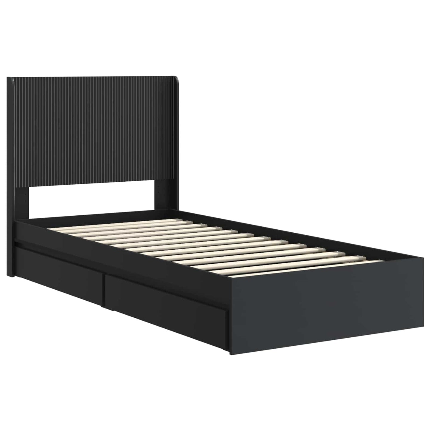 Bed Frame with Storage and Headboard Black 75 x 190 cm