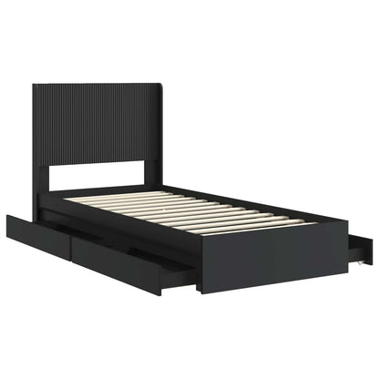 Bed Frame with Storage and Headboard Black 75 x 190 cm