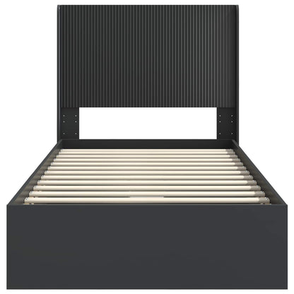 Bed Frame with Storage and Headboard Black 75 x 190 cm