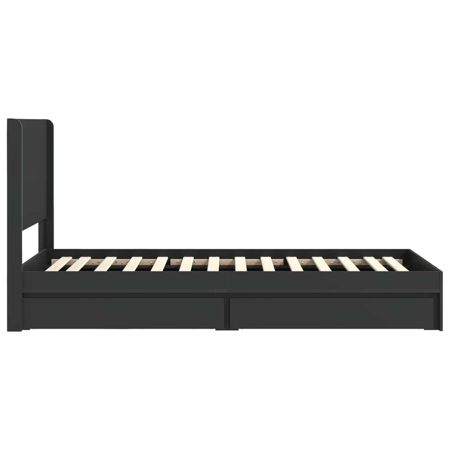 Bed Frame with Storage and Headboard Black 75 x 190 cm