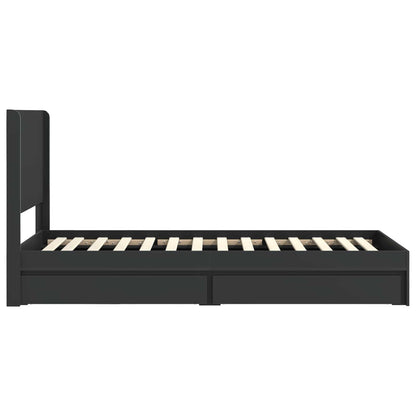 Bed Frame with Storage and Headboard Black 75 x 190 cm