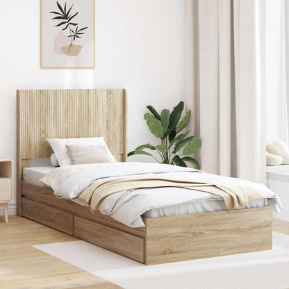 Bed Frame with Storage and Headboard Sonoma Oak 75 x 190 cm