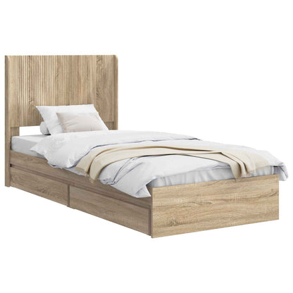 Bed Frame with Storage and Headboard Sonoma Oak 75 x 190 cm