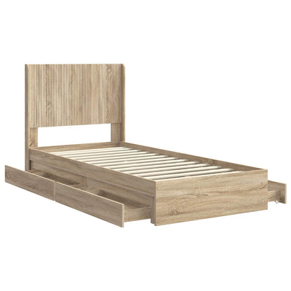 Bed Frame with Storage and Headboard Sonoma Oak 75 x 190 cm
