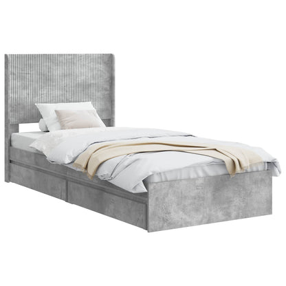 Bed Frame with Storage and Headboard Concrete Grey 75 x 190 cm