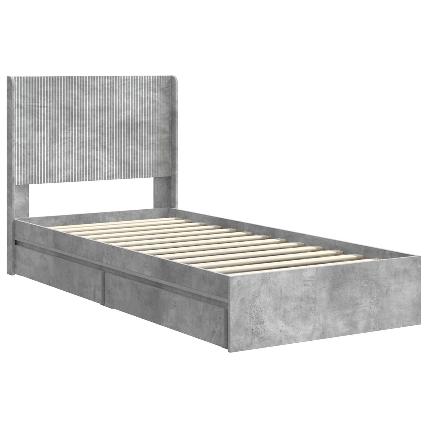 Bed Frame with Storage and Headboard Concrete Grey 75 x 190 cm