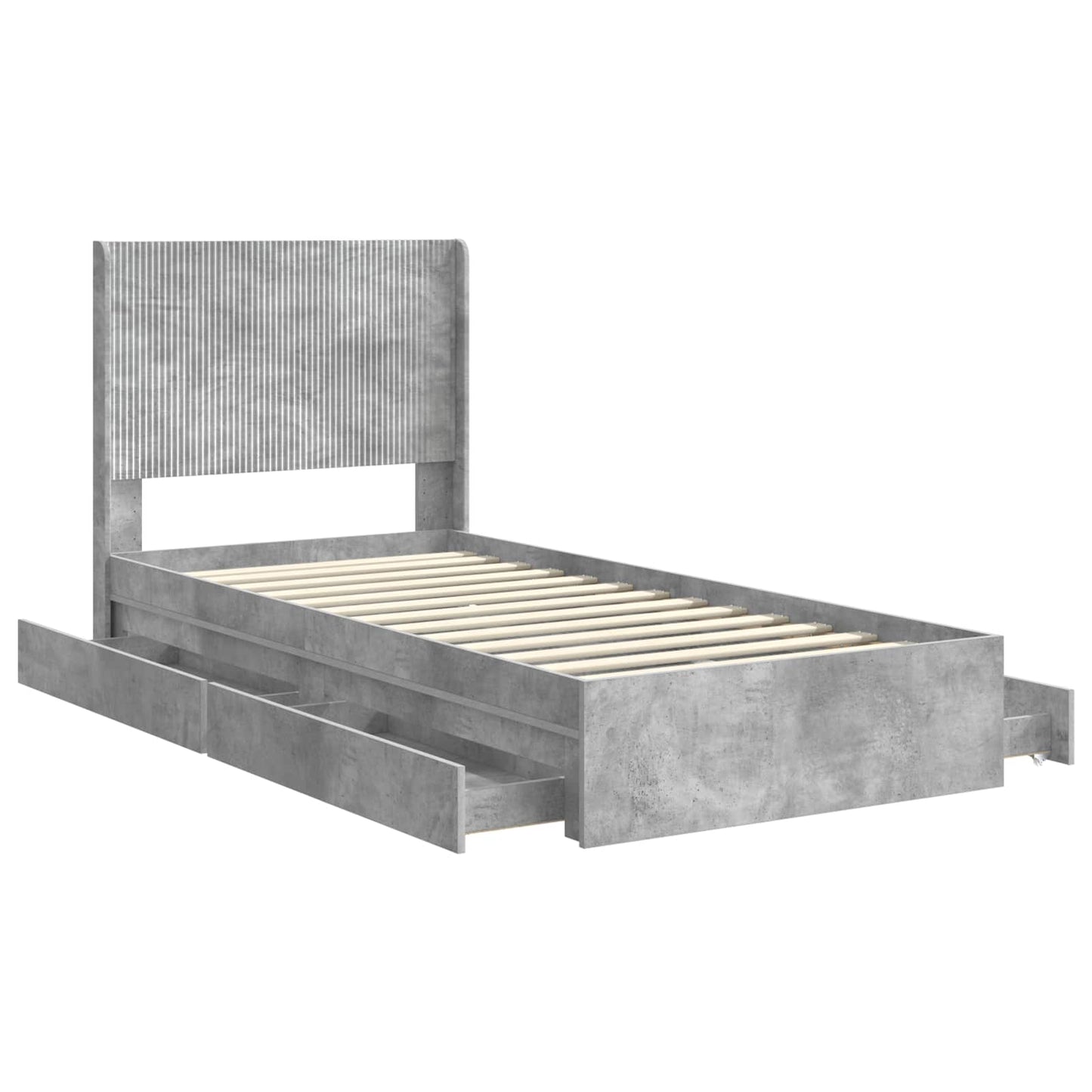 Bed Frame with Storage and Headboard Concrete Grey 75 x 190 cm