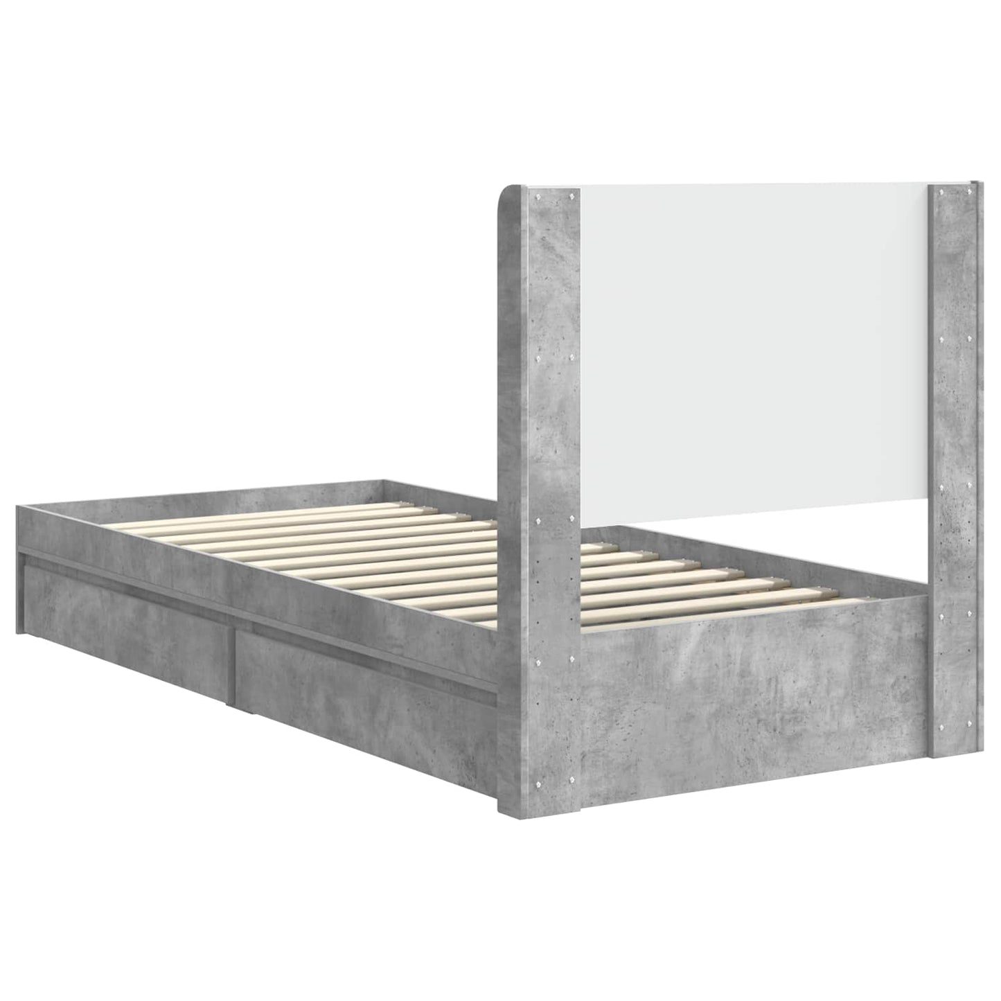 Bed Frame with Storage and Headboard Concrete Grey 75 x 190 cm
