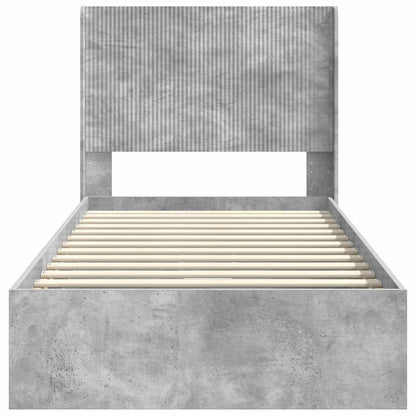 Bed Frame with Storage and Headboard Concrete Grey 75 x 190 cm