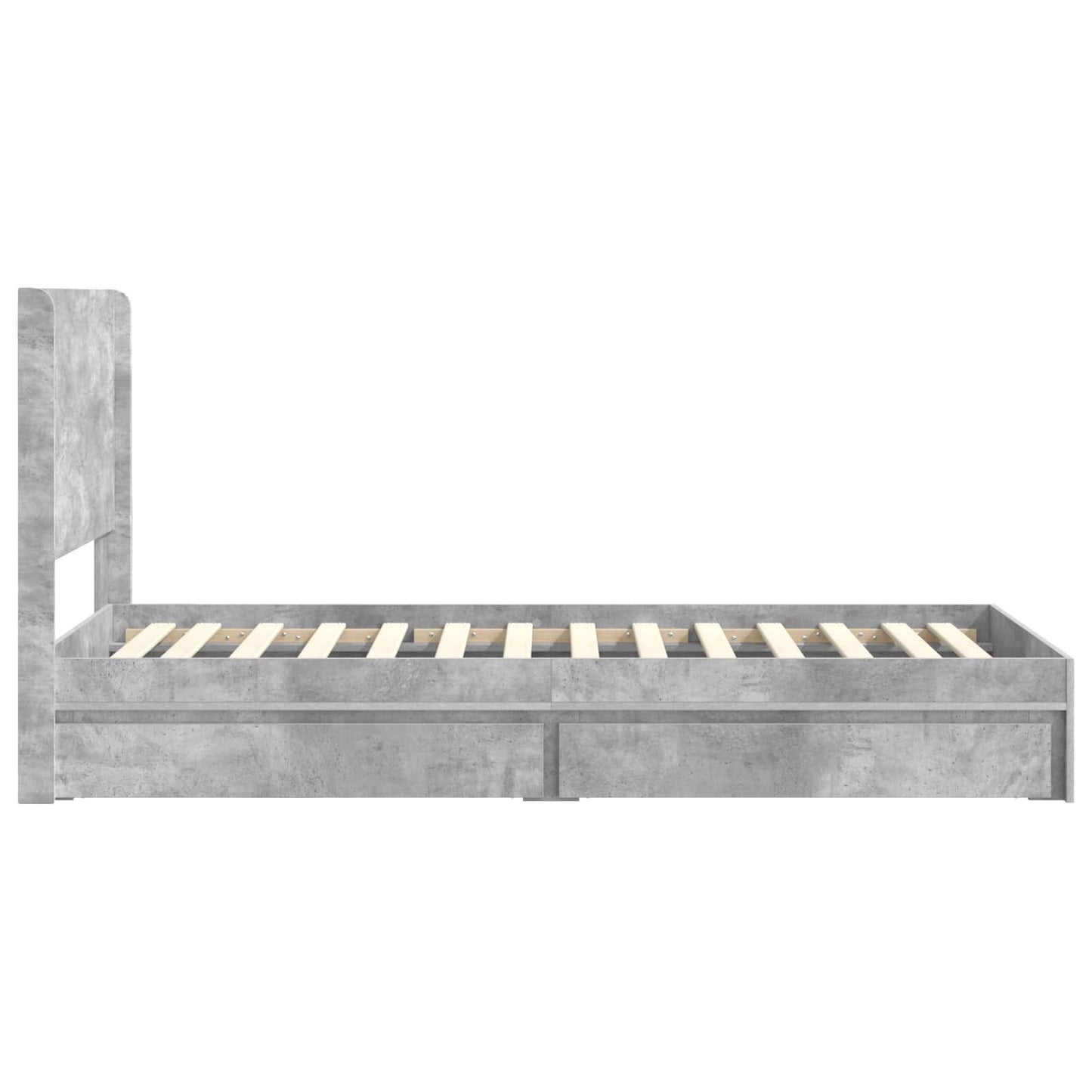 Bed Frame with Storage and Headboard Concrete Grey 75 x 190 cm