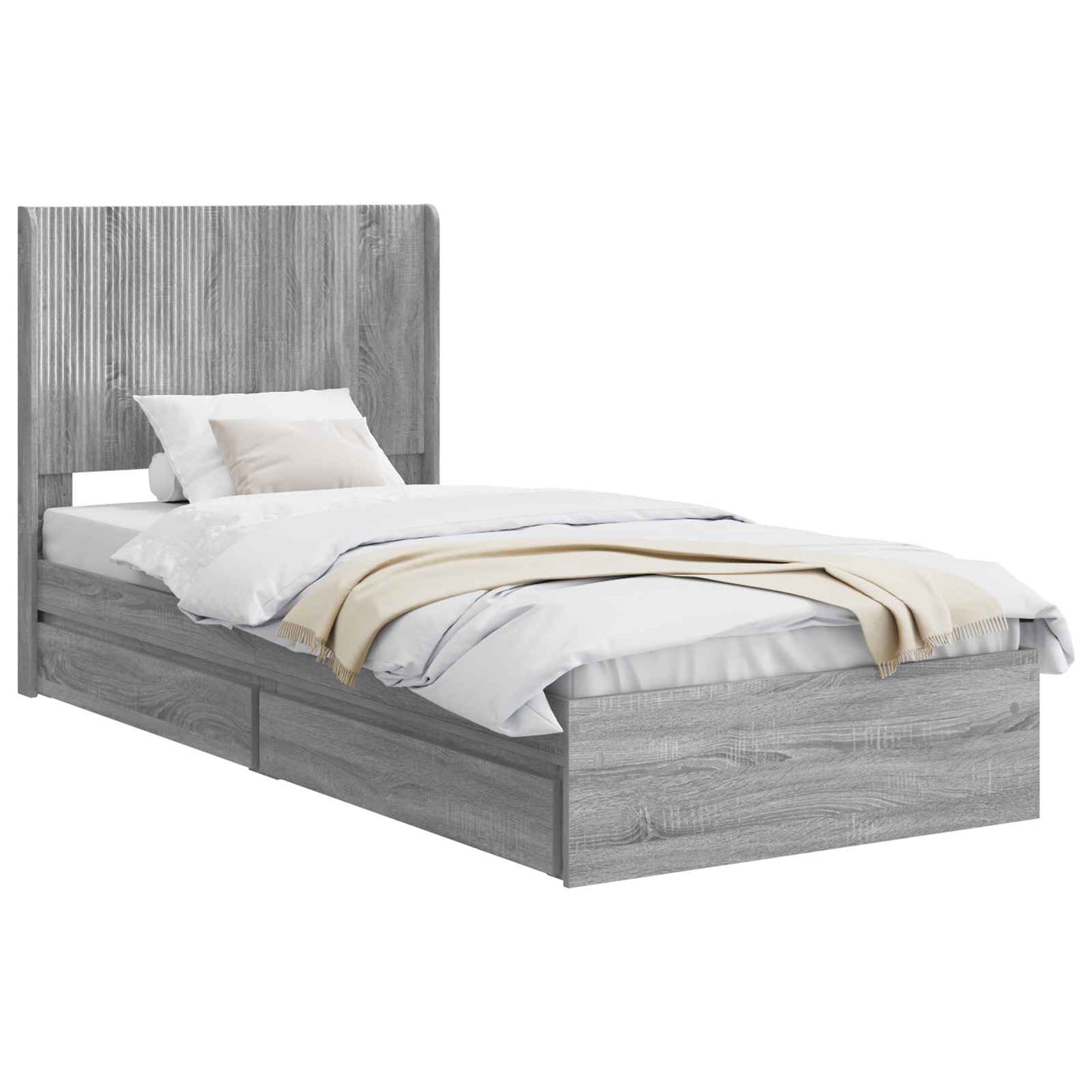Bed Frame with Storage and Headboard Grey Sonoma 75 x 190 cm