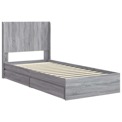 Bed Frame with Storage and Headboard Grey Sonoma 75 x 190 cm