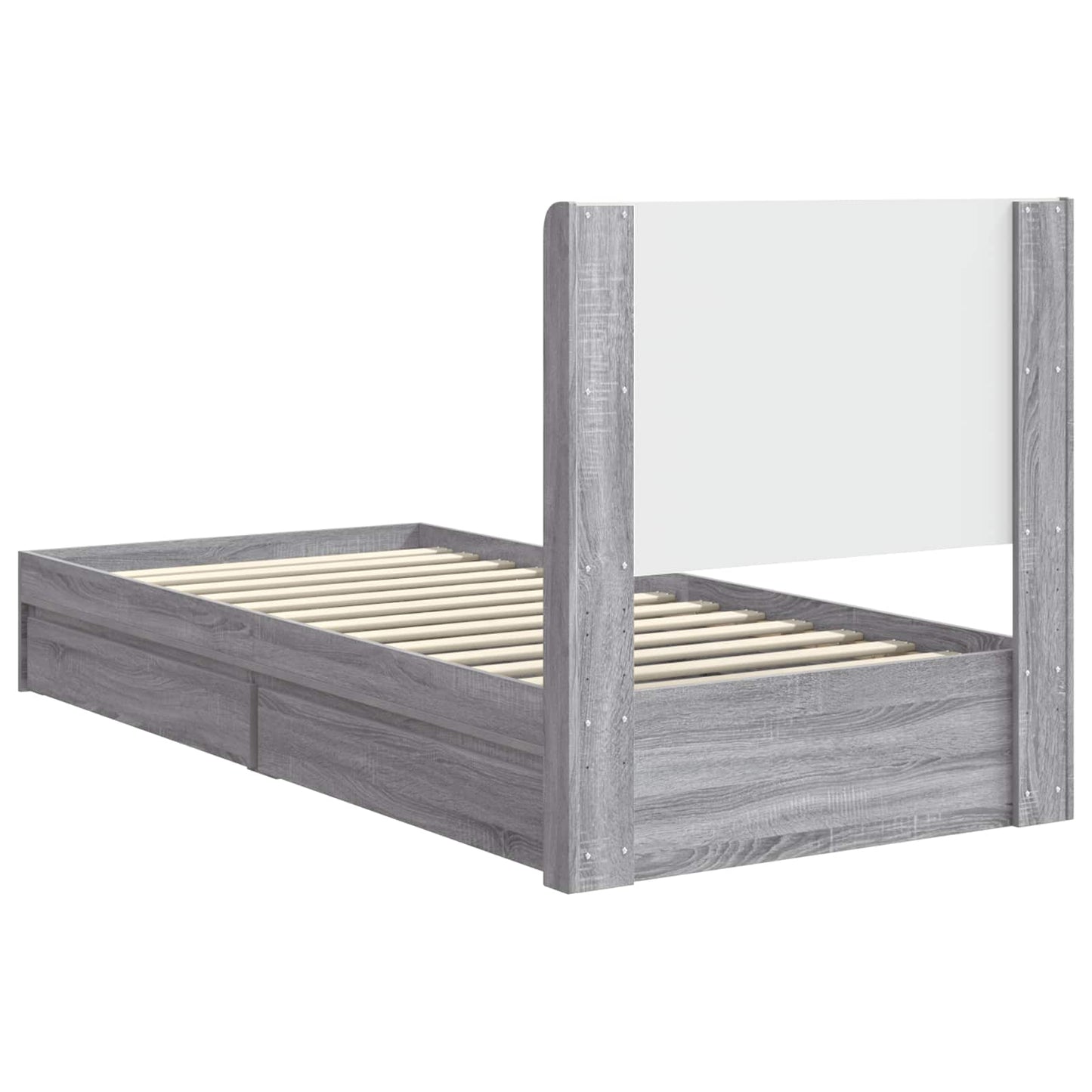 Bed Frame with Storage and Headboard Grey Sonoma 75 x 190 cm