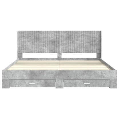 Bed Frame with Storage and Headboard Concrete Grey