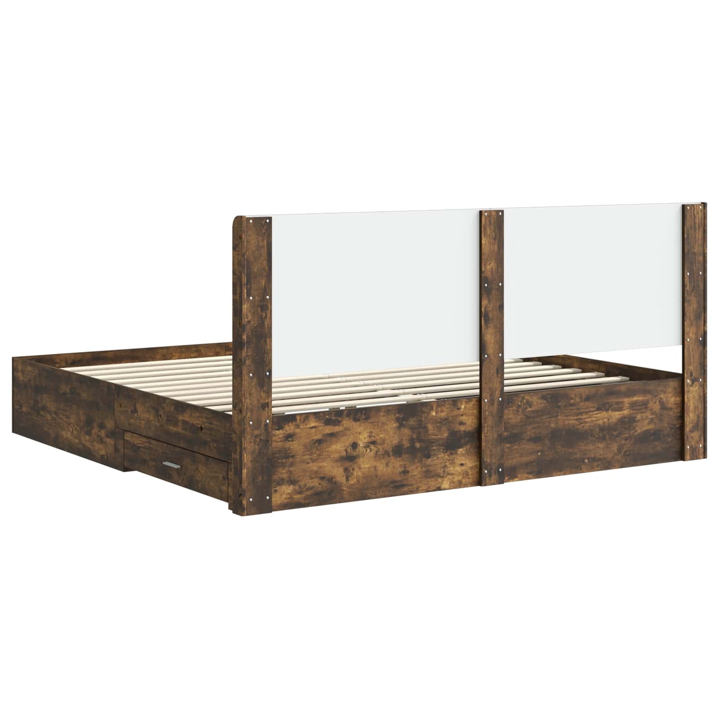 Bed Frame with Storage and Headboard Smoked Oak Engineered Wood